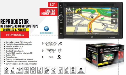 Autoestereo Pantalla Táctil Hf-6900ubg De Cd/mp3/usb/dvd/gps