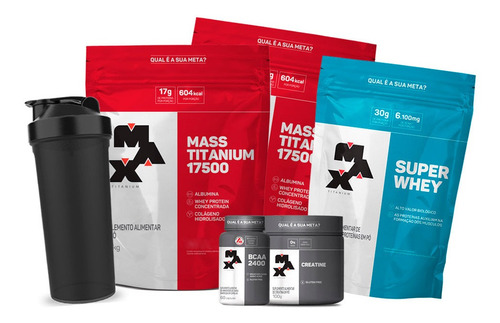 Combo Whey Protein Mass17500 Bcaa Creatina Max Todos Sabores