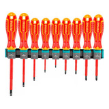 Set Destornilladores Electricos Aislado 9pcs Total Thtis596