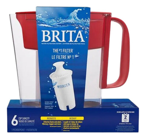 Jarra Brita Metro Pitcher Roja 1 Filtro Sistema De Filtrado