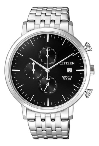 Relógio Citizen Cronógrafo Masculino An3610-55e / Tz20751t Cor Da Correia Prateado Cor Do Bisel Prateado Cor Do Fundo Preto