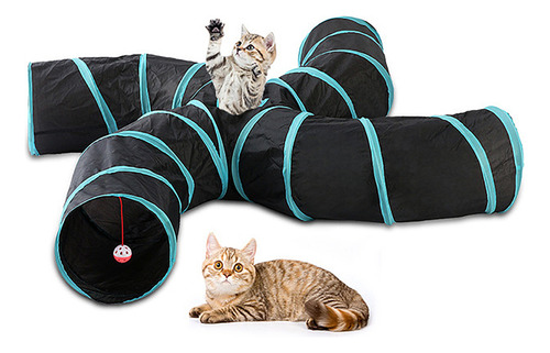 Túnel Tent Para 4 Gatos, Túnel Plegable Para Gatos, Conejos,