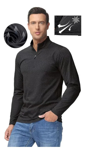 Playera Deportiva Hombre Manga Larga Transpirable Con Cierre