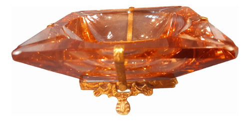 Cenicero Cristal Veneciano Murano Champán Bronce Dorado Oro