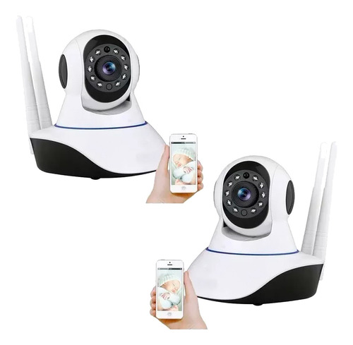 Pack X2 Camaras Ip Wifi Hd Vision Nocturna 360°