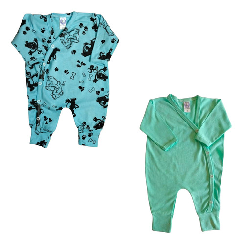 Kit 02 Macacão Roupa P/ Bebe Kimono Pijama Menino Infantil