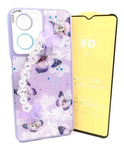 Case Mariposa + Mica Cristal Para Motorola E22 / E22i