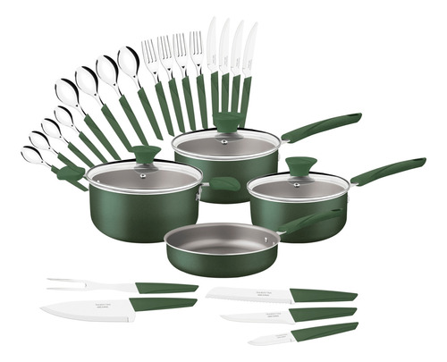 Bateria De Cocina Lyf Verde 25 Pzas