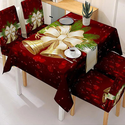 Mantel De Comedor Navideño Cuadrado Y 4 Fundas Para Sillas