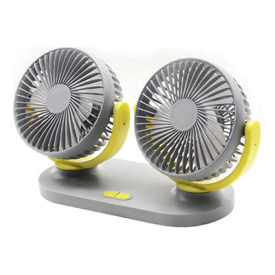Car Fan Dual Head Levels Auto For Rv Gris Amarillo 24x16cm
