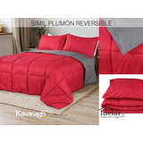 Kavanagh Acolchado Simil Plumon Queen Edredon Reversible Color Rojo/gris Diseño De La Tela Liso