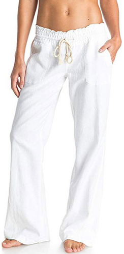 (w-s) Pantalones Anchos De Verano De Lino Suave, Holgados Ha