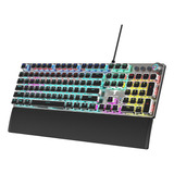 Teclado Mecanico Al 100% Rgb Tecurs | Con Roller Multimedia Teclado Negro Idioma Inglés Us