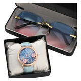 Set Conjunto De Reloj Y Gafas Color Azul Cielo Estilo Casual