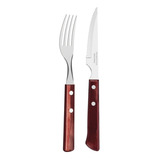 Cubierto Tramontina Polywood Asado Cuchillo Tenedor X12 Pzs.