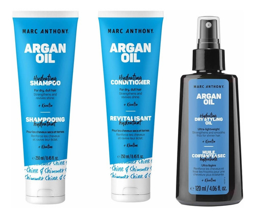 3pack - Nourishing Argan Oil Of Morocco Shampoo, Acondicionador Y Dry Styling Oil Por Marc Anthony True Professional