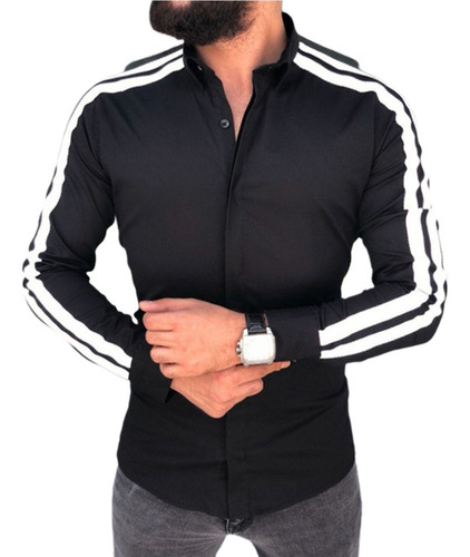 Alta Calidad Camisa Masculina Chique Manga Comprida Gola