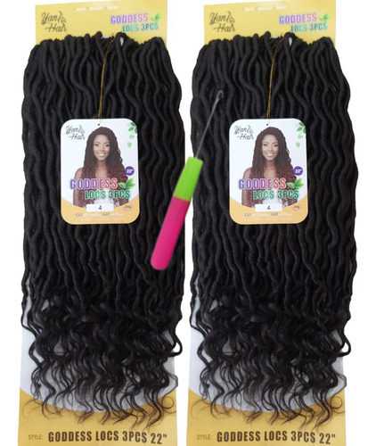 2 Pct Goddes Faux Locs Crochet (70 Dread P Pct) + Agulha