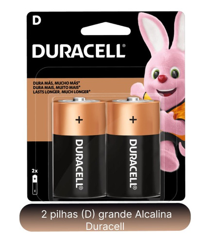 2 Pilhas Duracell Alcalina D Grande Mn1300b2