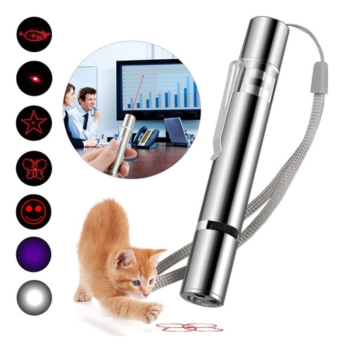  Caneta Laser Vermelho Luz Uv + Led Branco Usb Recarregável 