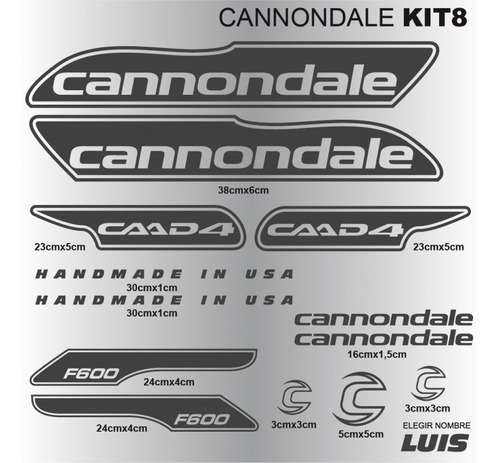 Juego Calcos Cannondale Caad 4 F600 Kit