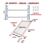 Suporte Churrasqueira + Barras 75cm + Grelha Inox 40/50/60cm