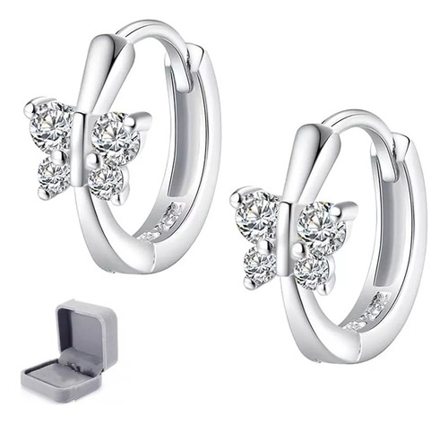 Pendientes Aros Mariposa Plata 925