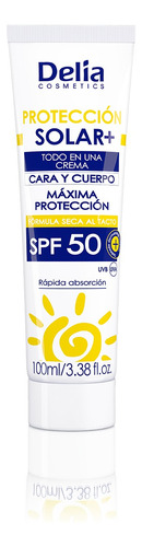 Bloqueador Protector Solar Cara Cuerpo Crema Uv Delia Spf 50