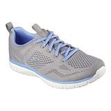 Tenis Skechers Virtue Kind Favor Mujer Malla Técnica Gris