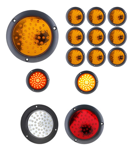 10 Plafon 48 Led Redondo Slim Camion Stop Alta Baja Estr Ne