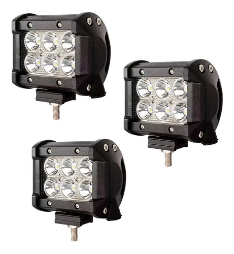 Kit 3 Faros Barra 6 Leds Luz Auxiliar Accesorio Camion 