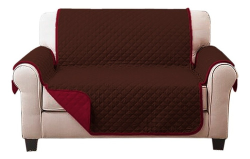 Cubresofá Protector 2 Vistas Para Sofá Love Seat 2 Plazas Color Chocolate/vino