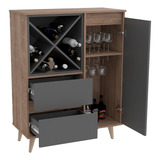 Mueble Bar Rta Salem Color Miel - Plomo