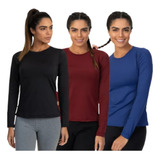 Kit 3 Camisetas Térmicas Proteção Uv Feminina Slim Original