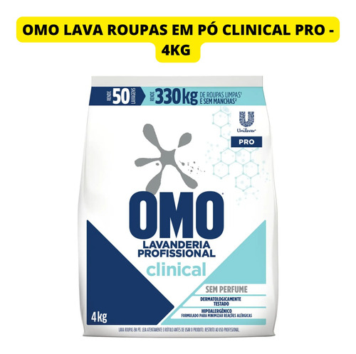 Lava Roupas Em Pó Profissional Sem Perfume Omo Clinical Pr