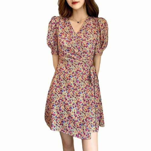 Vestido Corto Mujer Floral Moda Casual Fiesta Elegante