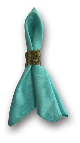 Kit 6 Guardanapos Em Tecido Jacquard Azul Tiffany 40 X 40cm