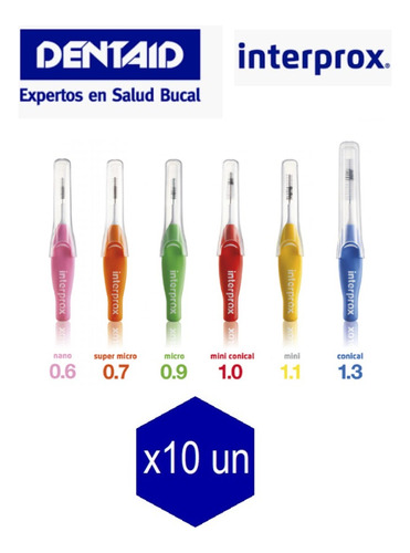 Cepillo Interprox Recto  Pack X10 Unidades A Elección