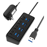 Jeswo 4 Puertos Usb 3.0 Hub 5gbps Interruptor Independiente