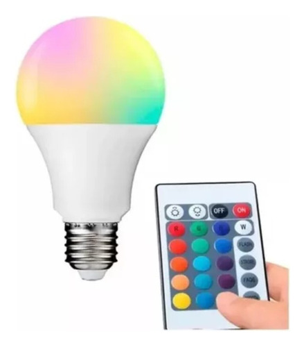 Lampara Led Rgb 7w 220v E27 Control Remoto 16 Colores