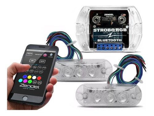 Kit Strobo Automotivo Rgb Bluetooth 2 Faróis  Rgb 7 Cores