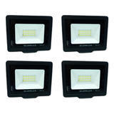 Pack X4 Proyector Reflector Eco Led 20w Fría Glowlux E. A. 