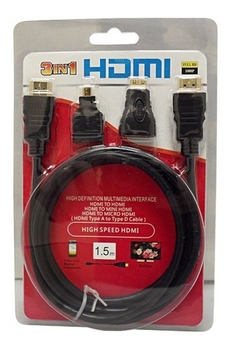 Cable Hdmi 1,5m + Adaptador Mini Y Micro Hdmi Cuota Caseros