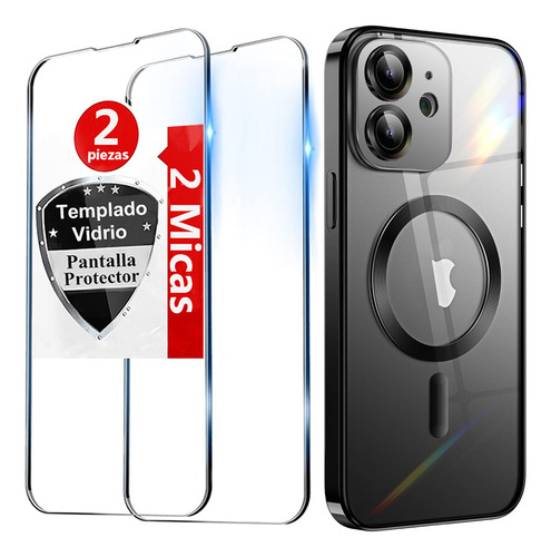 Funda Case Para iPhone 11 12 13 Transparente Magsafe + 2mica