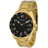 Relogio Mondaine Masculino Dourado 32437gpmvde1 Grande Cor Do Bisel Preto Cor Do Fundo Preto