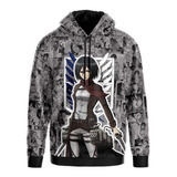 Blusa Moletom Mikasa Ackerman Attack On Titan 3d Promção Top