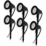 Kit 6 Luminária Espeto Jardim Com Lâmpada Cob Led 5w Carcaça Preto Luz Branco-frio 110v/220v