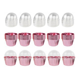 50x Para Cupcakes, Vasos Para Hornear Con Tapas, Oro Rosa