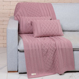 Kit Manta Decorativa Tricot Sofa 150x90cm + 2 Capas Florença