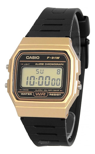 Relógio Casio Unissex Vintage F-91wm 9adf Dourado Digital 